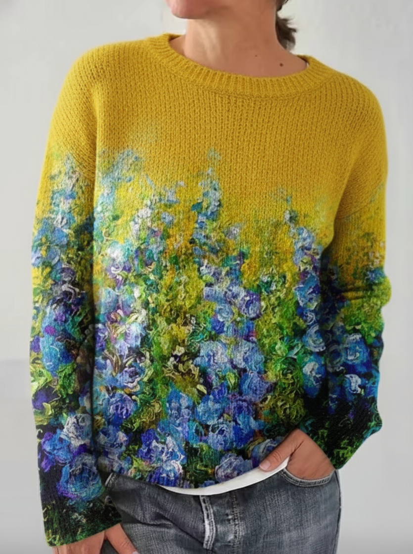 Pull Imprimé Floral Inspiré de Van Gogh