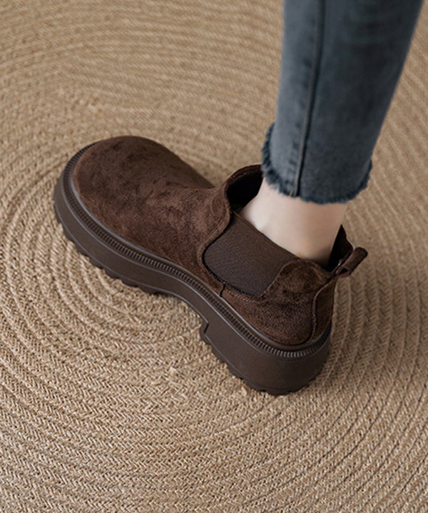 Splicing Comfy Platform Boots Coffee Suede