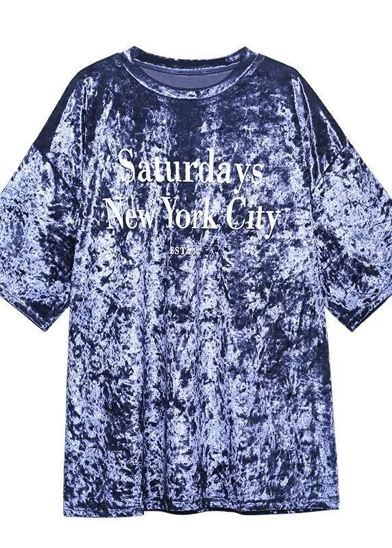 Loose Black Letter Tops Blouses O Neck Loose Spring Top