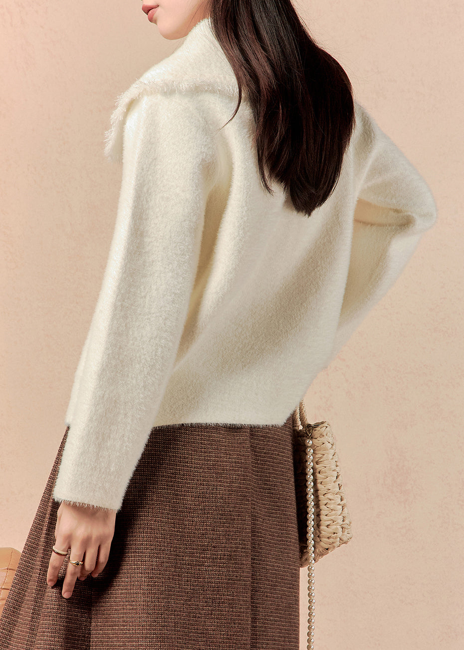 White Button Pockets Mink Velvet Coats Winter