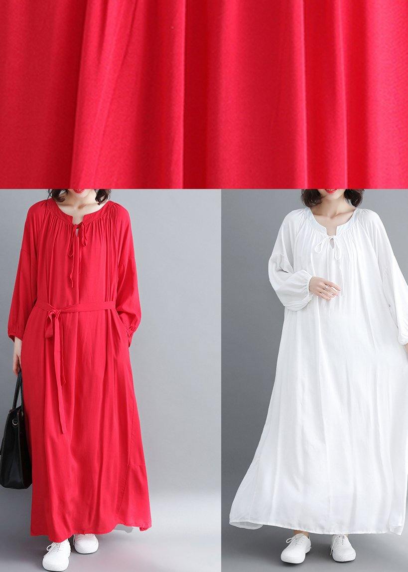 Handmade O Neck Large Hem Spring Outfit Sleeve White Traveling Dress