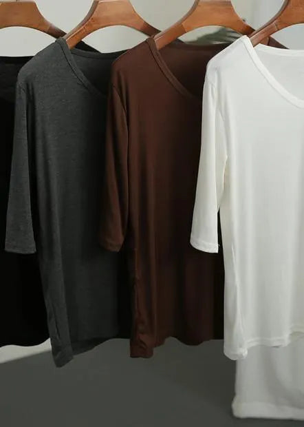 Grey V Neck Cotton Top Summer