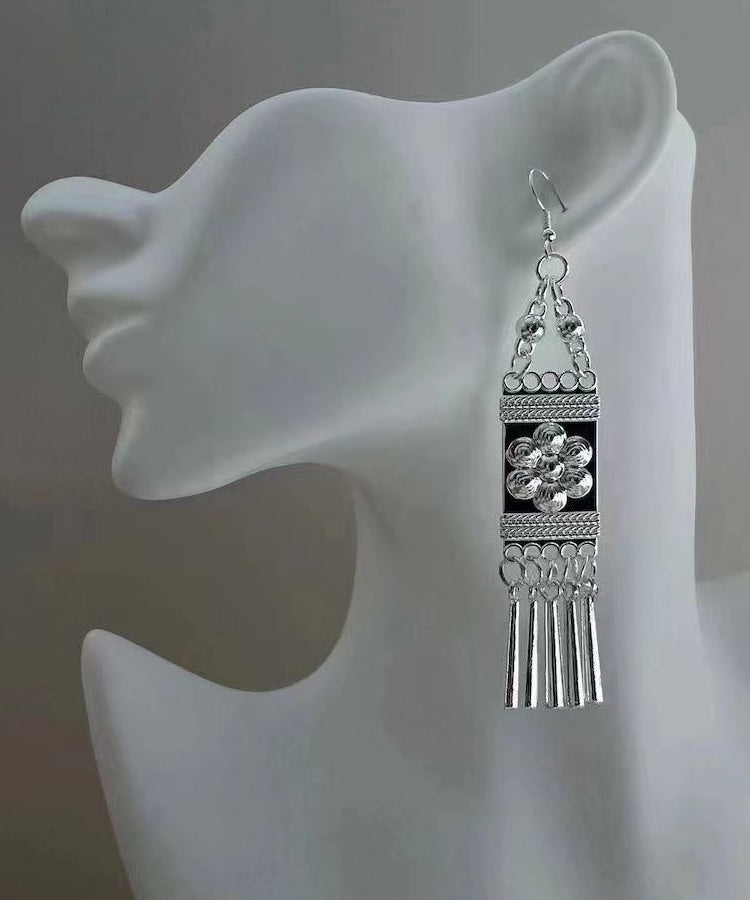 White Alloy Tassel Holiday Drop Earrings