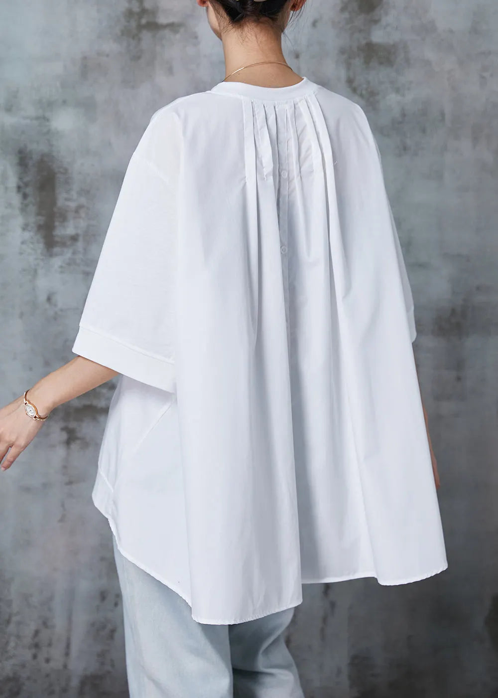 Green Cotton Pullover Sweatshirt Oversized Half Sleeve Summer
