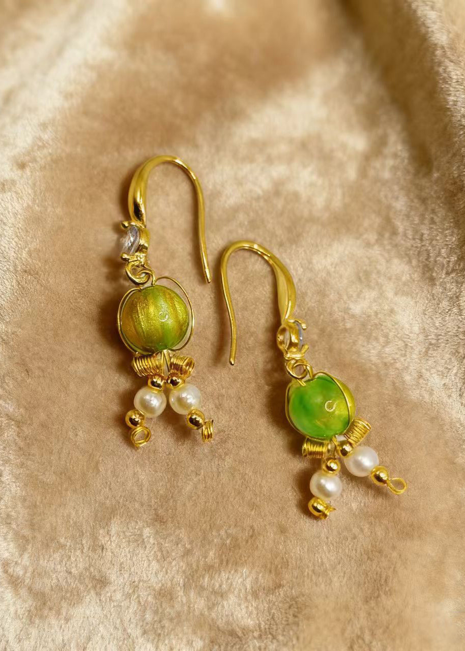 Grass Green Fine Crystal Original Design Drop Earrings