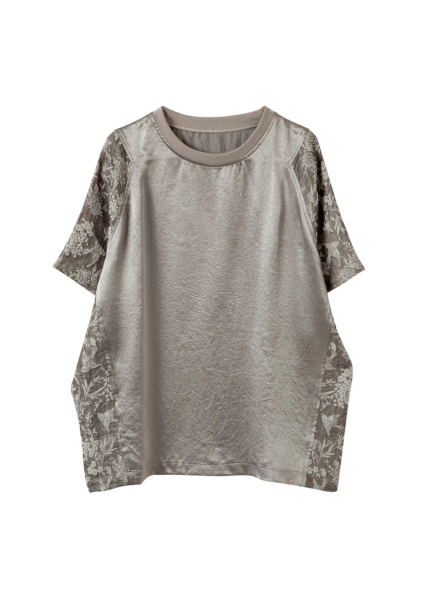 New O Neck Jacquard Patchwork Cotton T Shirt Top Summer