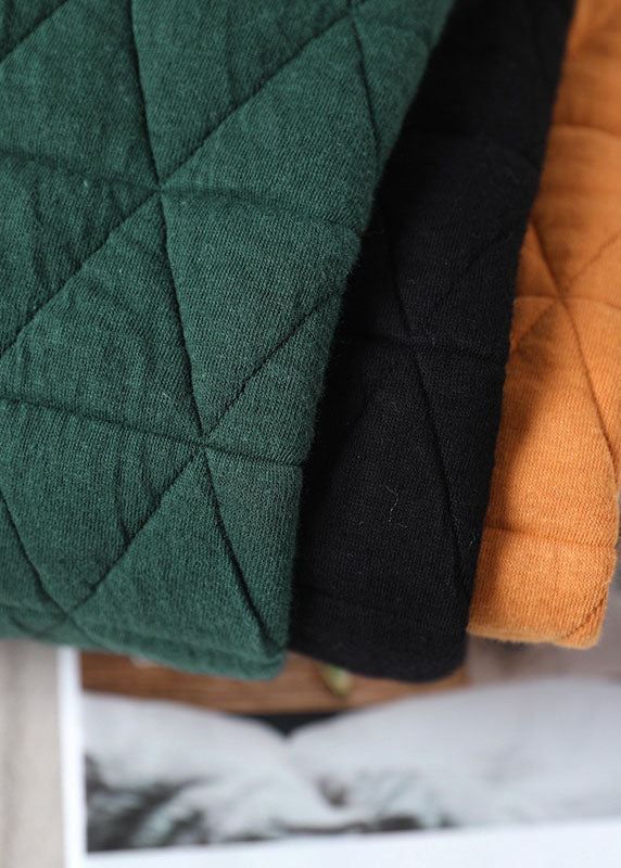 Modern Green O-neck Pockets Fall Thick Sweatshirts Top