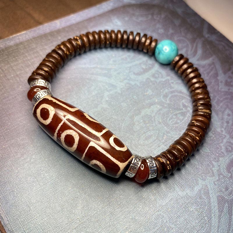 Buddha Stones Tibetan Nine-eye Dzi Bead Wealth Bracelet