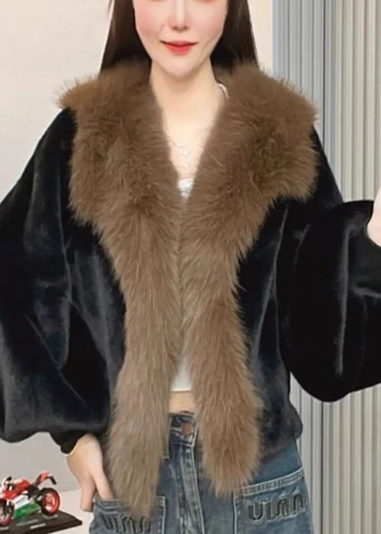 Green Oversized Patchwork Faux Mink Hair Coats Winter