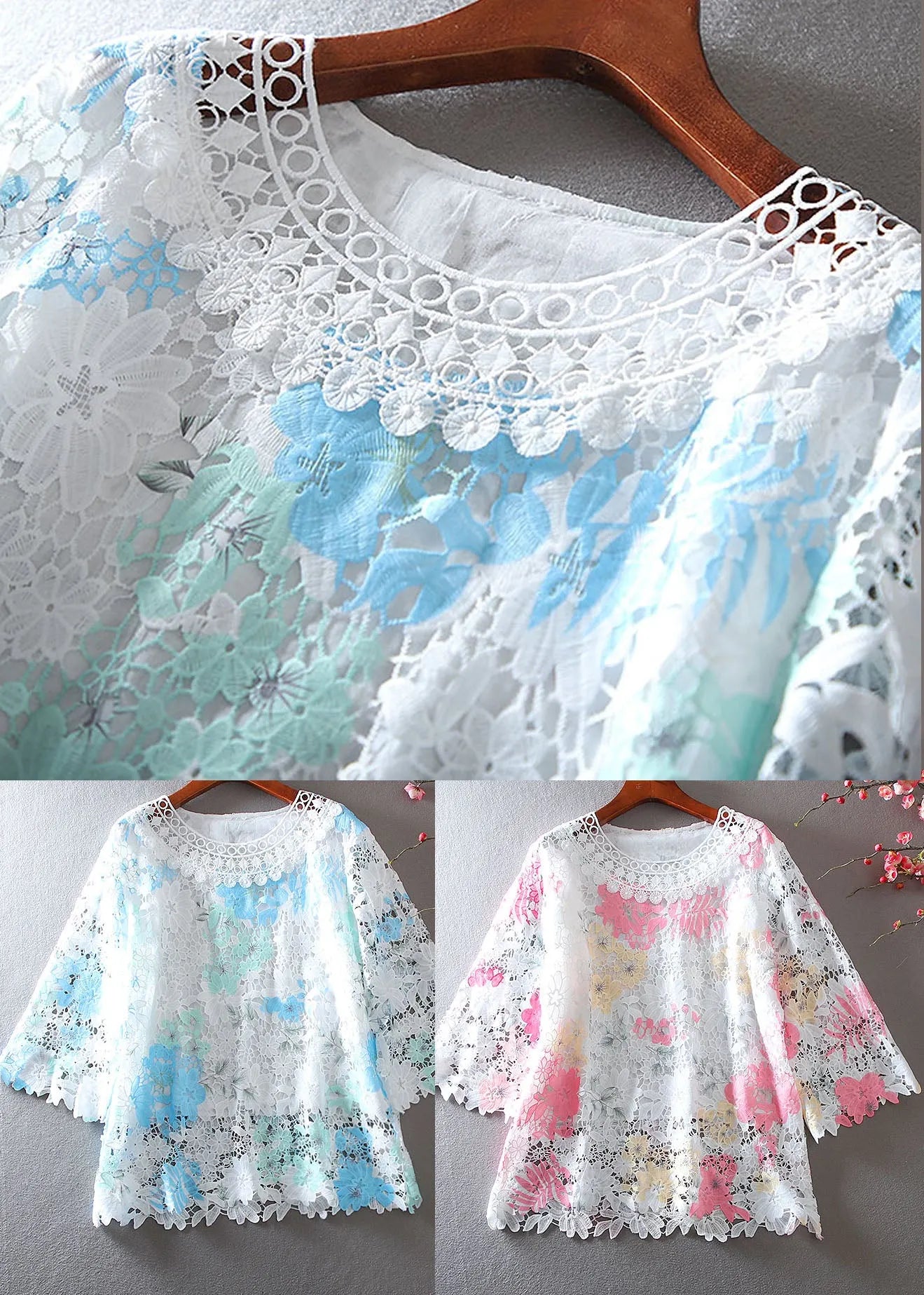 Pink Embroidered Lace Shirt Bracelet Sleeve