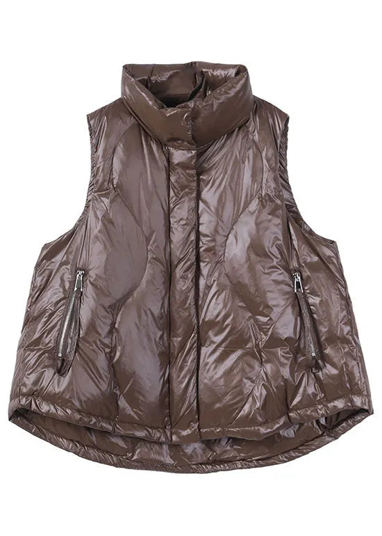 Diy Chocolate Thin Zipper Pocket Winter Down Cotton Vest