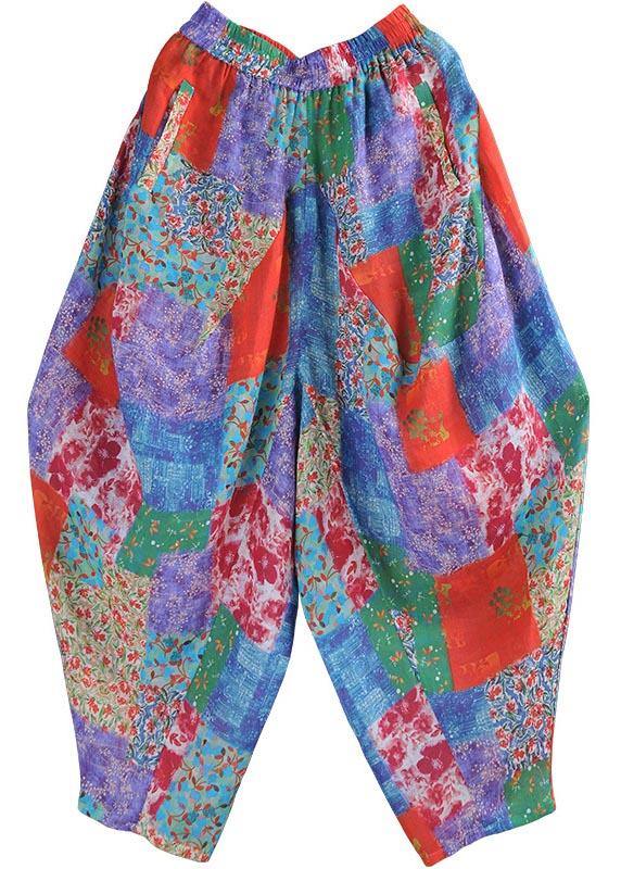 Summer Literature and Art Loose Ramie Print Baggy Pants