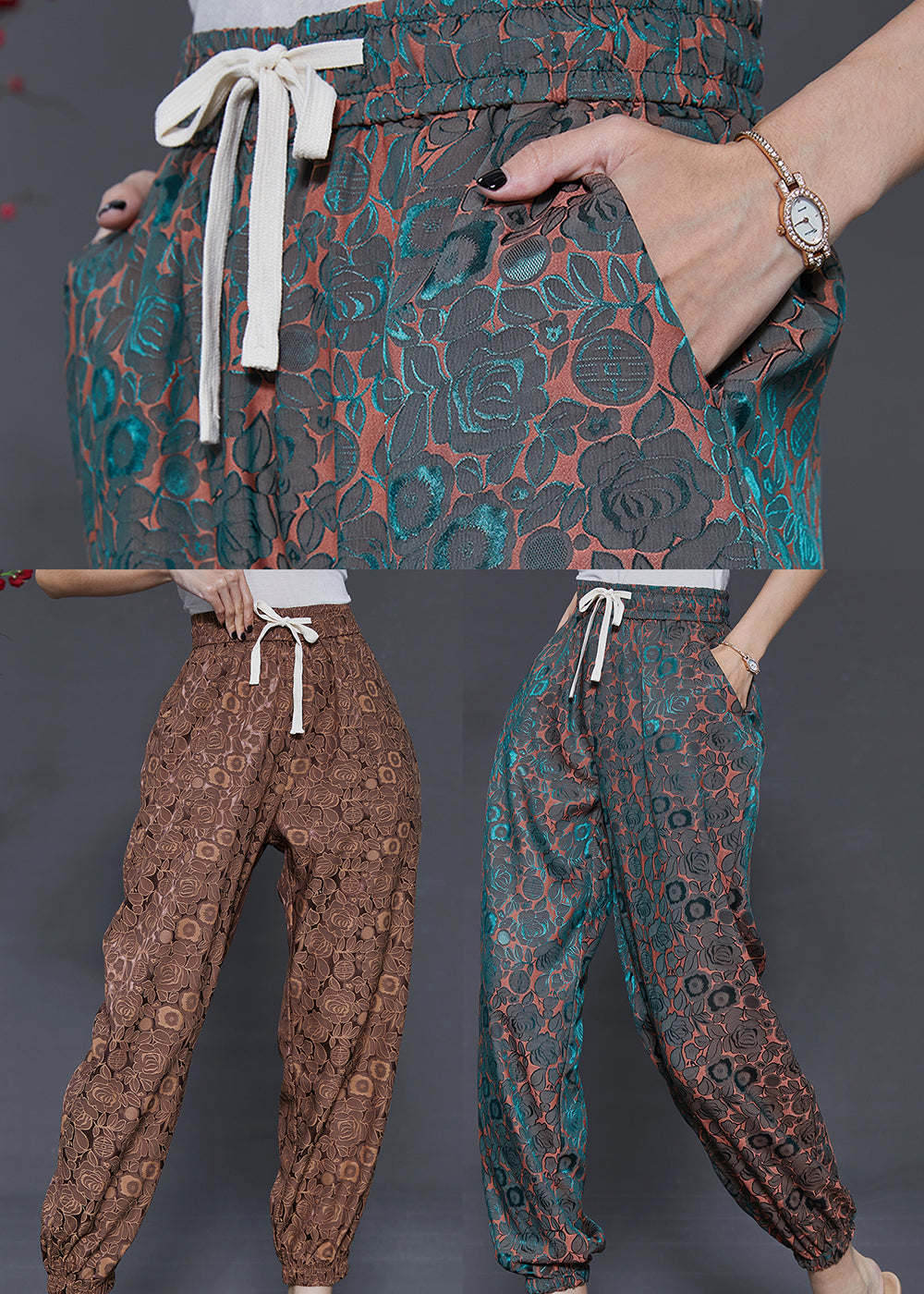 Blue Jacquard Chiffon Pants Gradient Color Summer
