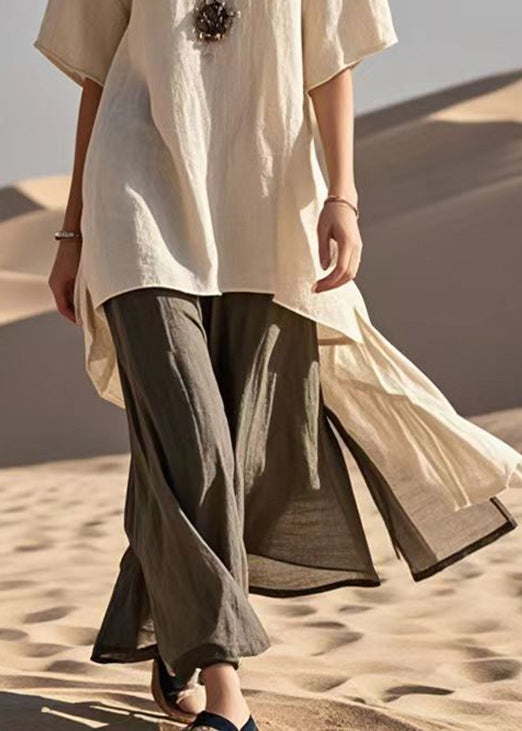 Asymmetrical Patchwork Cotton Fake Two Piece Dress Summer