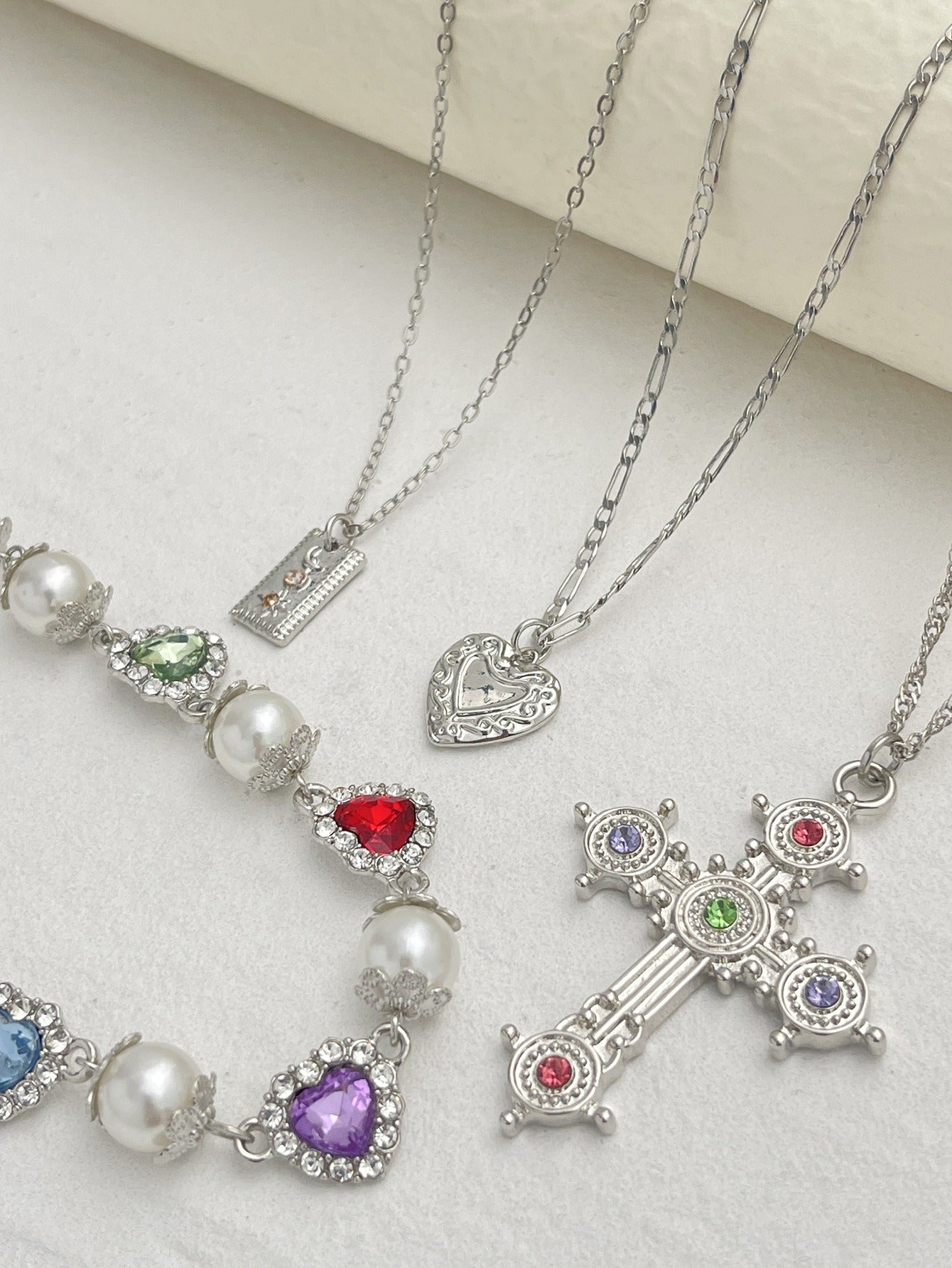 Jlynn Layered Cross Necklace Set