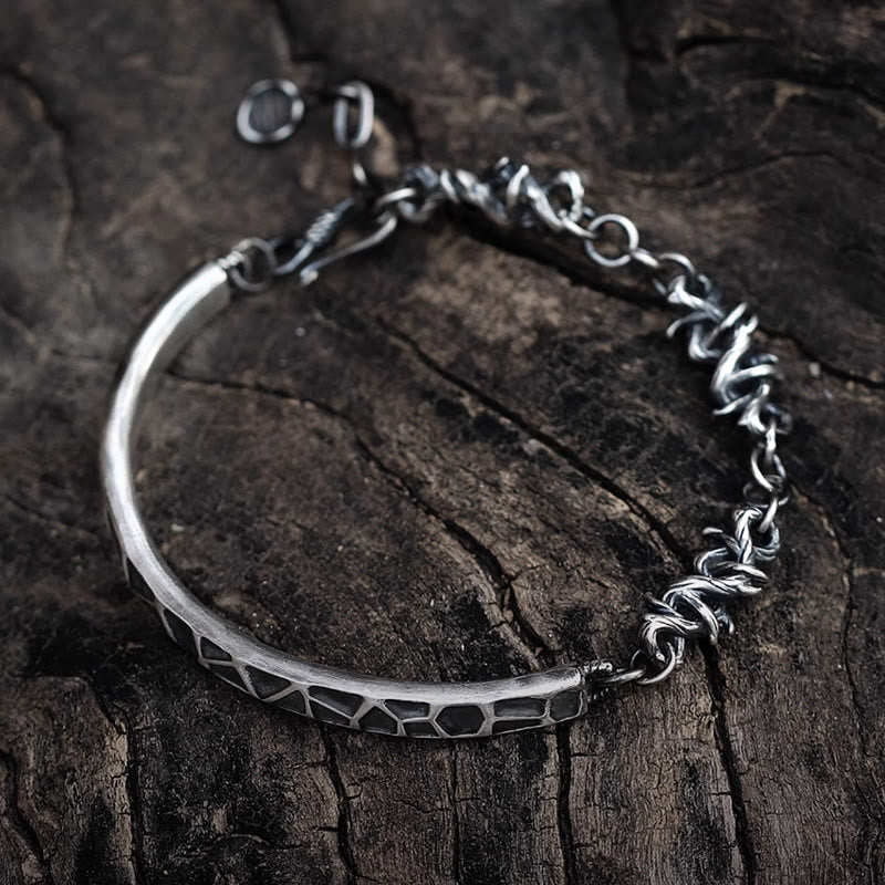 Sterling Silver Protection Bracelet With Hammer & Thorn Design