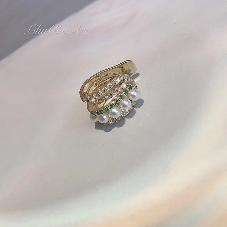 Multi-layer Pearl Zircon Ear Cuffs