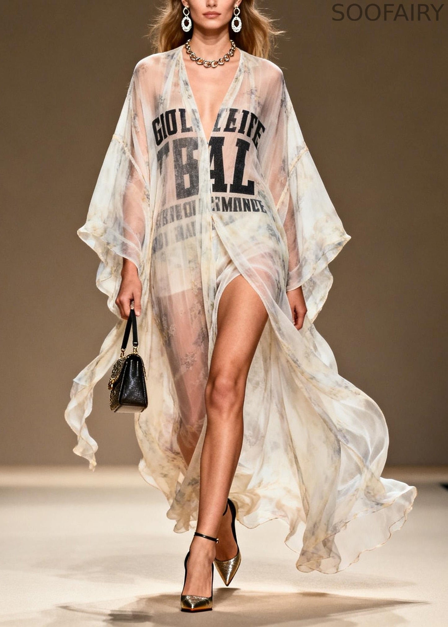 V Neck Print Chiffon Loose Cardigans Summer