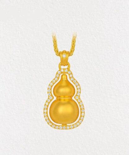 Stylish Gold Copper Overgild Gourd Pendant Necklace