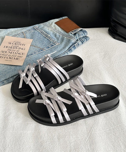 New Versatile Silver Bow Platform Slide Sandals