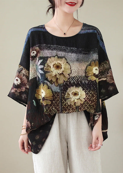 Colorblock O Neck Print Cotton T Shirt Half Sleeve