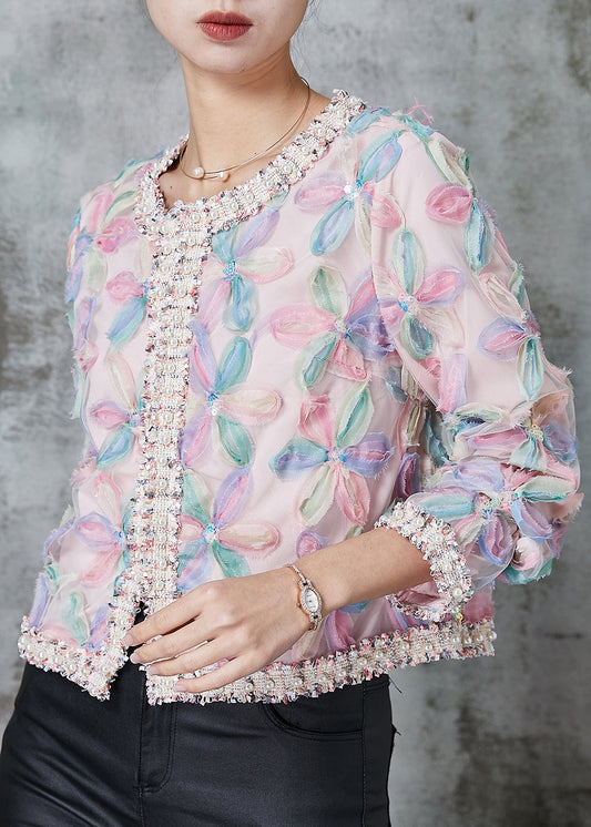 French Rainbow Zircon Tulle Short Coats Spring