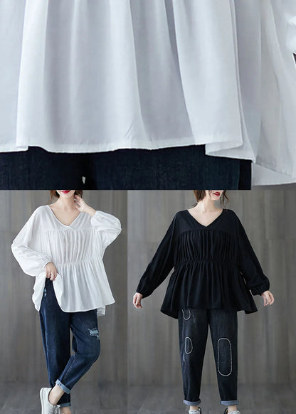 Art Black Loose Lantern Sleeve Fall Shirts