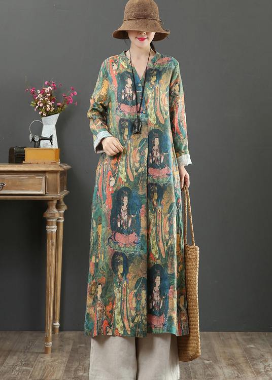 V Neck Spring Clothes Tutorials Character Print Maxi Dresses