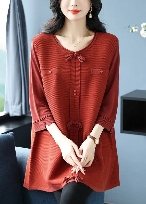 Green O Neck Bow Patchwork Knit Top Bracelet Sleeve