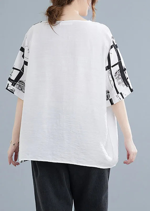 French White O-neck Cotton Beach Tanks Short Sleeve