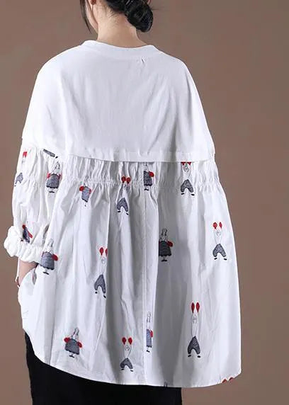 Embroidery Spring Tunic White Top