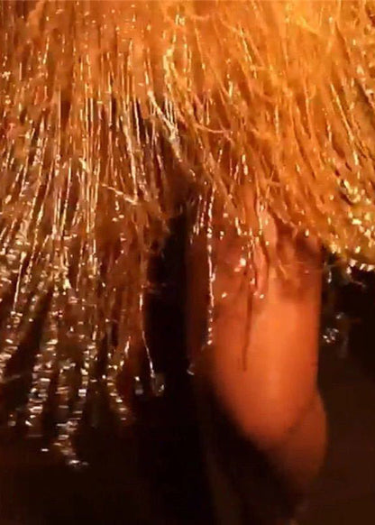 New V-neck Gold Tassel Sequined Suspender Dress
