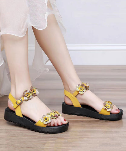 Yellow Sandals Platform Faux Leather Splicing Soofairy Shoes-20251