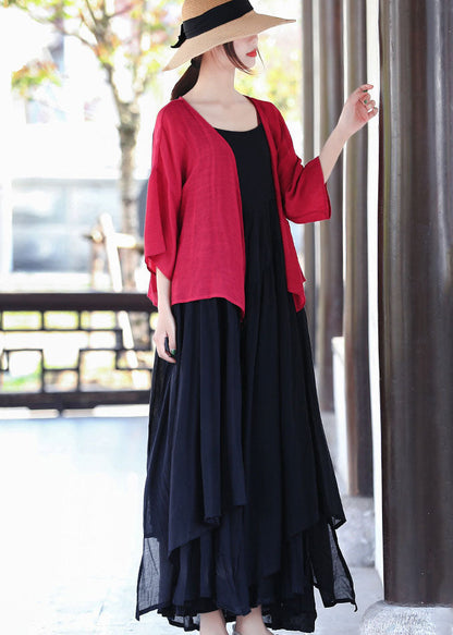 Black Asymmetrical Design Cotton Spaghetti Strap Dress Summer