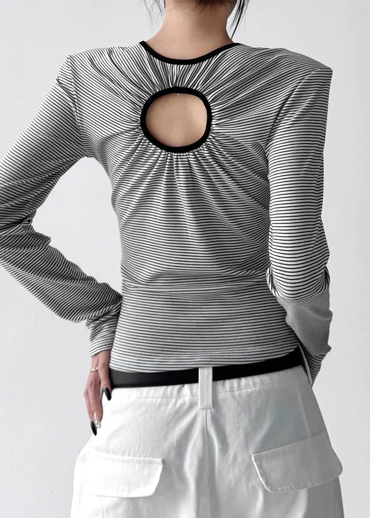 White Striped Cotton Top Wear on Both Sides Fall