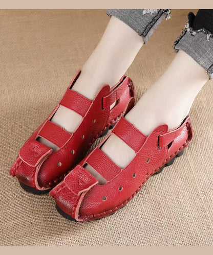 New Comfortable Black Flat Sandals Splicing Hollow Out