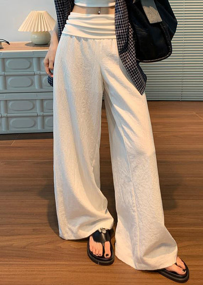 White Elastic Waist Linen Pants Fall