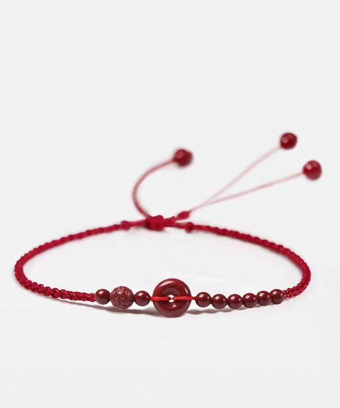 New Red Hand Woven Cinnabar Ping Buckle Adjustable Anklet