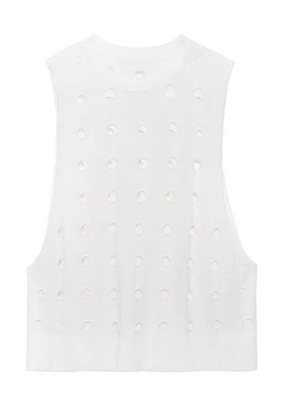 Black O Neck Hole Beach Cotton Vest