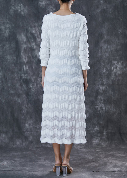 White V Neck Silm Fit Cotton Dress Spring