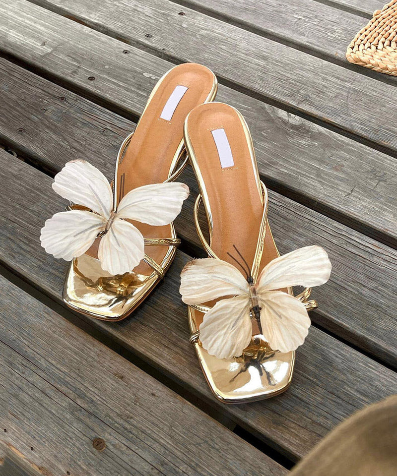 Black Chunky Faux Leather Stylish Splicing Slide Sandals