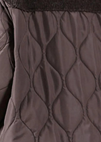 Chocolate Knitted High Neck Combed Rhombic Plaid Cotton Sweater