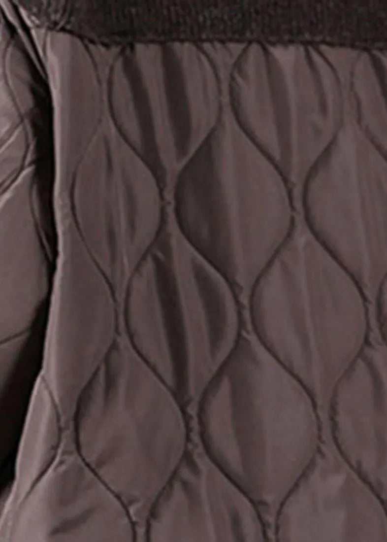 Chocolate Knitted High Neck Combed Rhombic Plaid Cotton Sweater