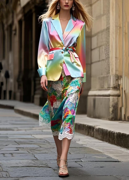 Rainbow Jacquard Lace Holiday Skirts Summer