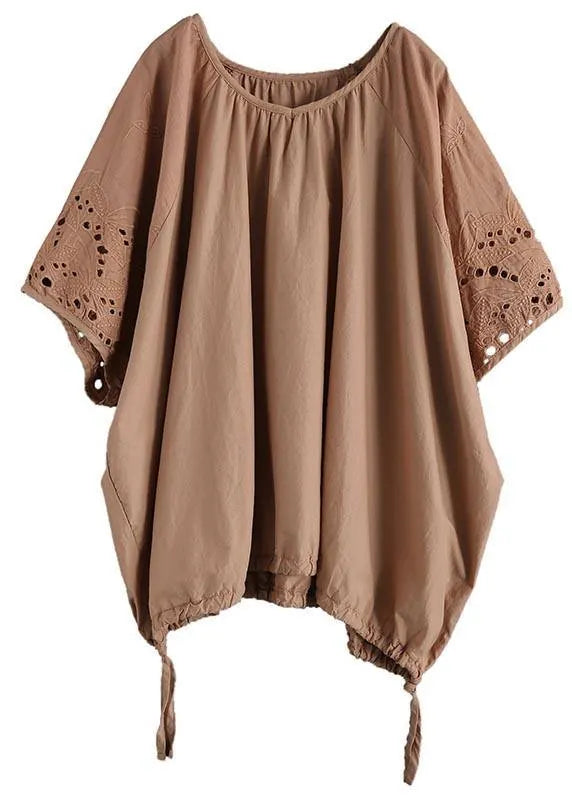 Diy Chocolate Hollow Out Cotton Blouse Top Summer