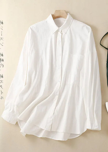 Khaki Oversized With Pocket Cotton Shirts Spring