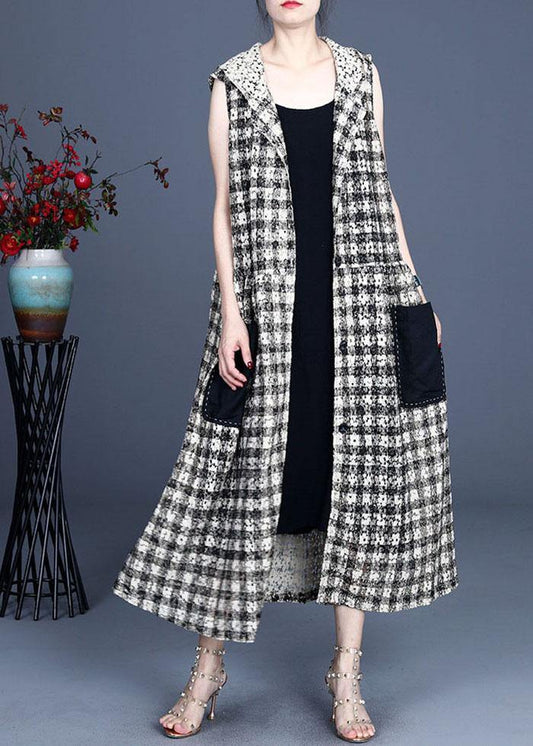 Fine Khaki Hooded Summer Loose Coat Sleeveless