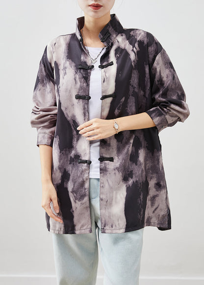 Black Oversized Tie Dye Spandex Shirts Fall