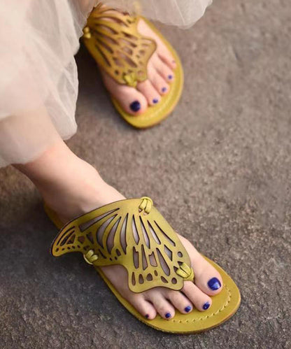 New French Flip Flops With Flat Bottoms Hollowed Out Butterfly Slippers Soofairy Shoes-20251