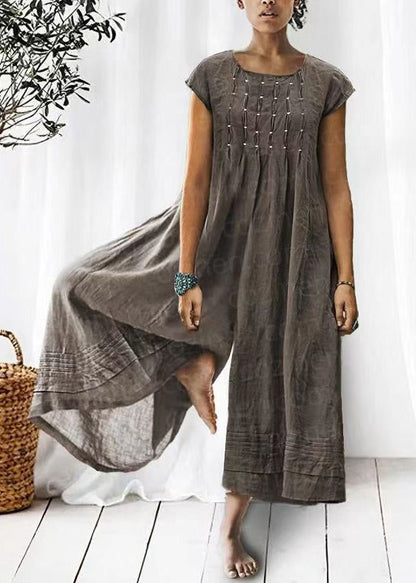 Dark Grey High Waist Cotton Jumpsuits Summer